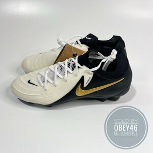 Nike Phantom GX II 2 Pro FG Black Gold White Cleats  FJ2563-100 Size 7M 8.5W